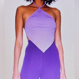 Camila Coelho X Revolve‎ Women Purple June Halter Top Boho Handkerchief Hem XL